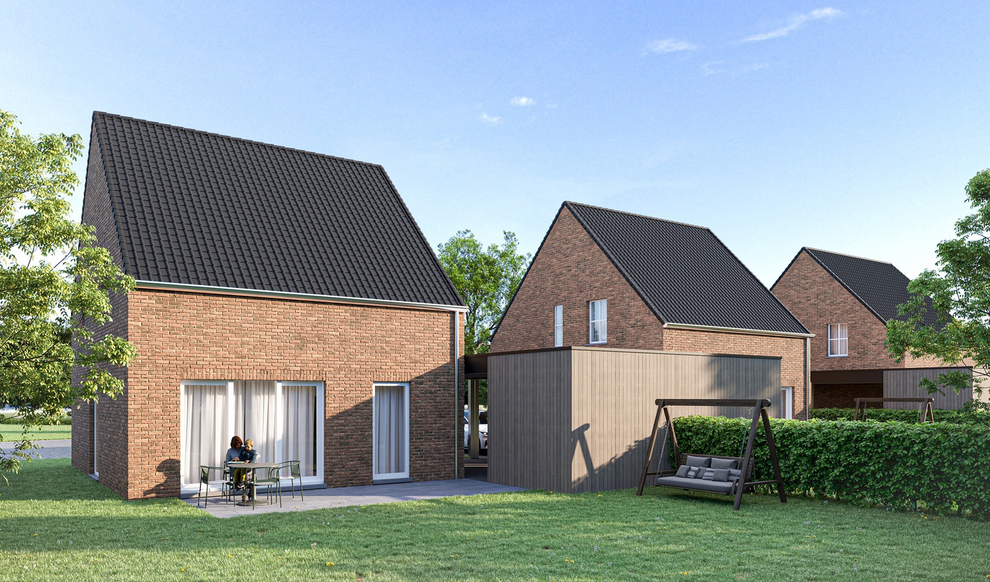 Aangelegde achtertuin met terras