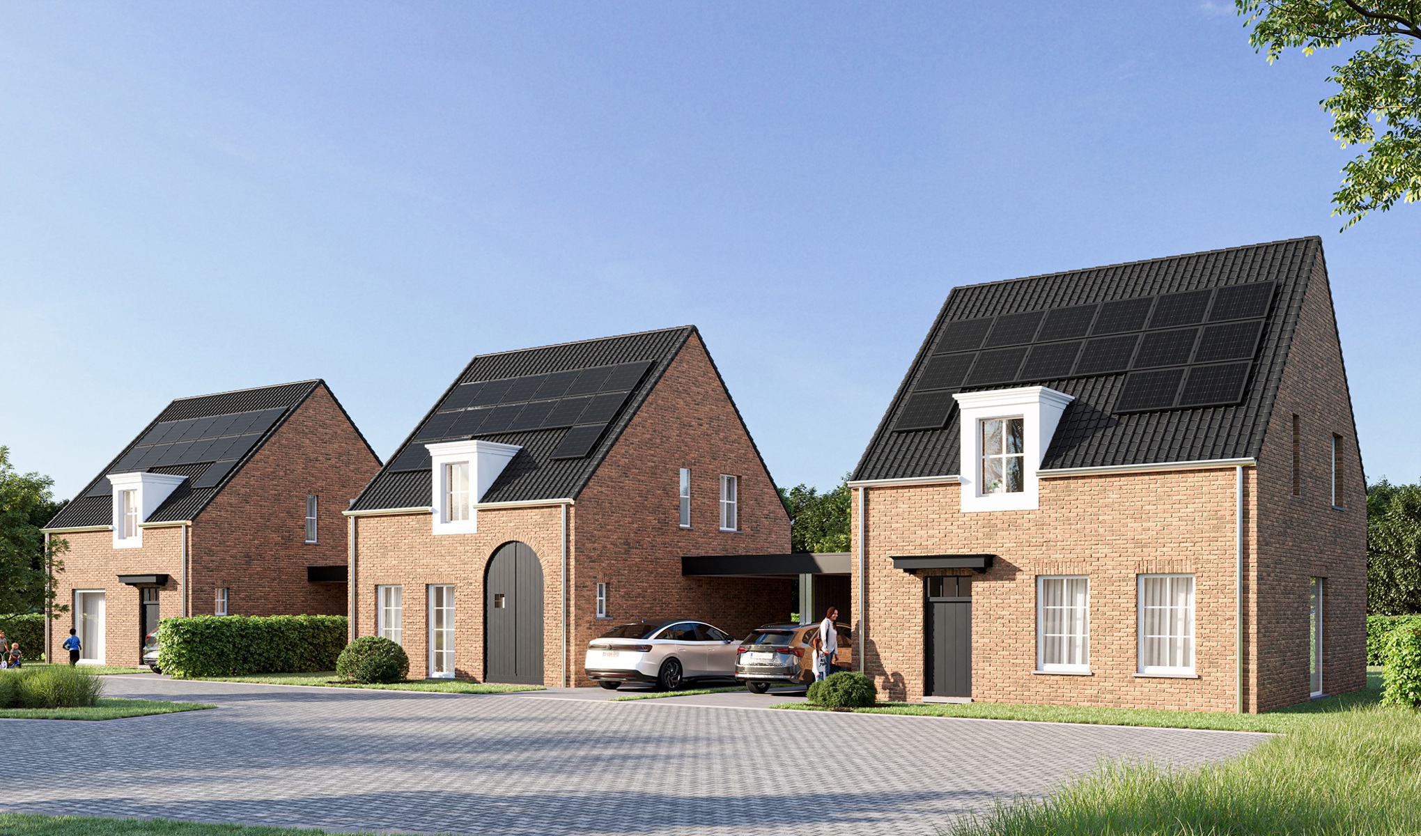 Zij-gevel van de vrijstaande nieuwbouwwoning in Heultje